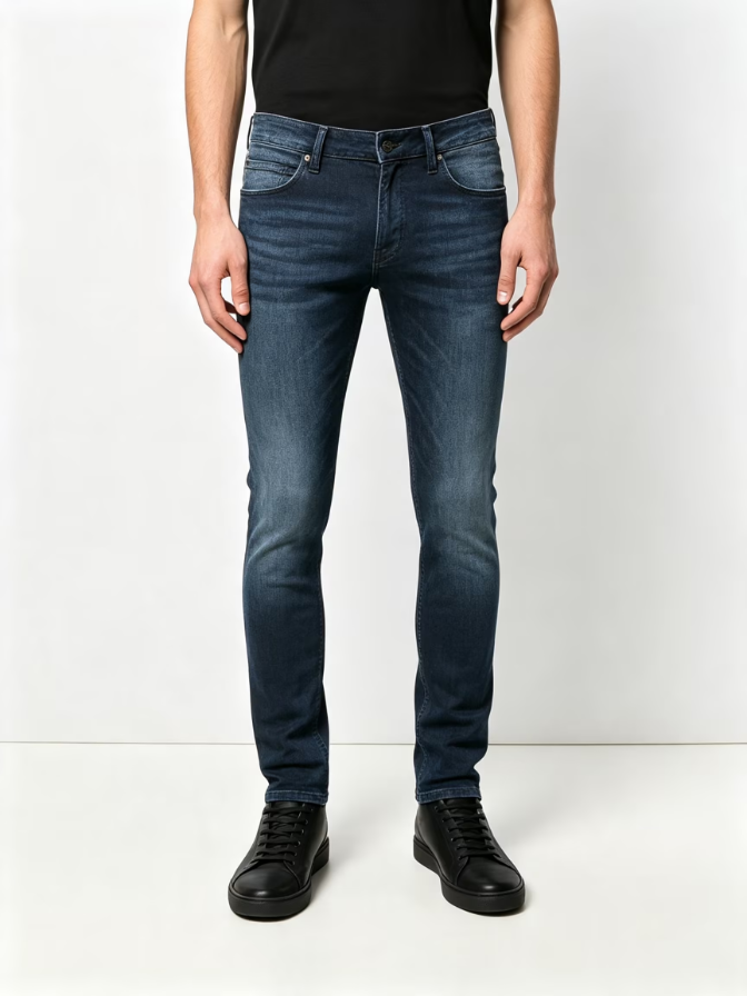 Fitted Skinny Washed Denim Pants