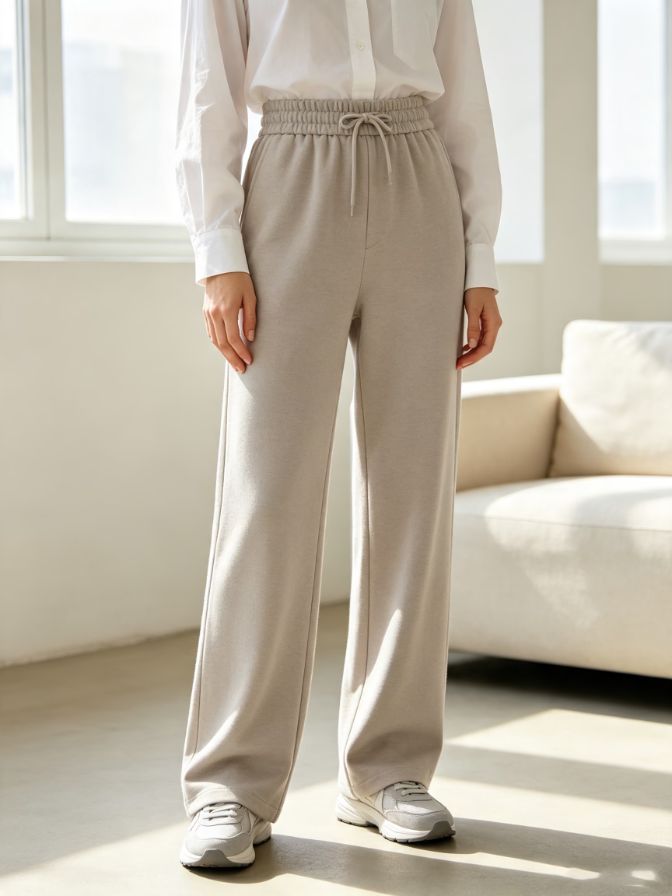 Soft Elastic Waist Casual Pants