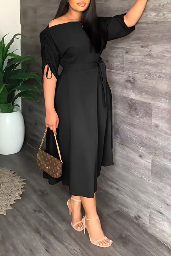 Elegant Off-shoulder Midi Dress Elegant Off-shoulder Midi Dress