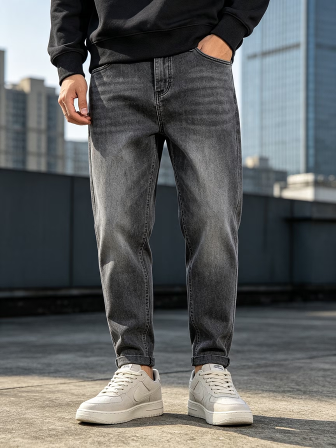 Casual Tapered Denim Trousers