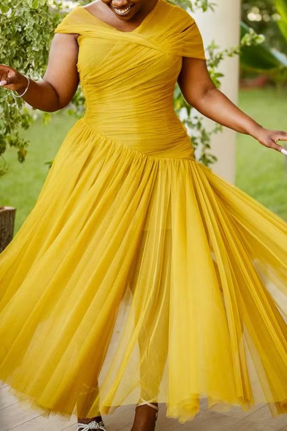 Elegant Ruched Mesh Overlay Midi Dress Elegant Ruched Mesh Overlay Midi Dress