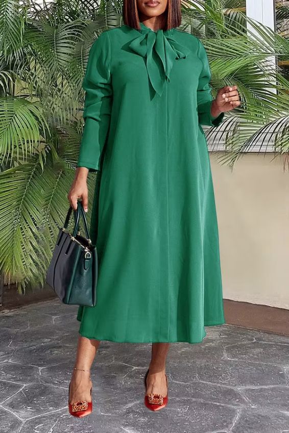 Retro Knot Neck Swing Midi Dress Retro Knot Neck Swing Midi Dress