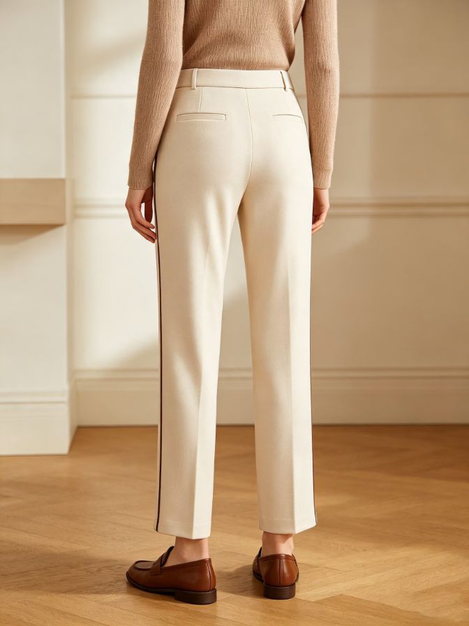 Contrast Piping Straight Leg Pants Contrast Piping Straight Leg Pants