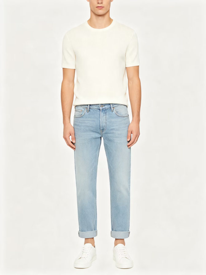 Cropped Ankle Straight Denim Jeans