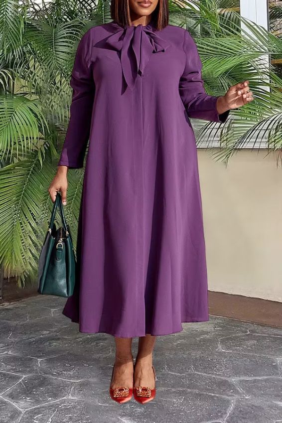 Retro Knot Neck Swing Midi Dress Retro Knot Neck Swing Midi Dress