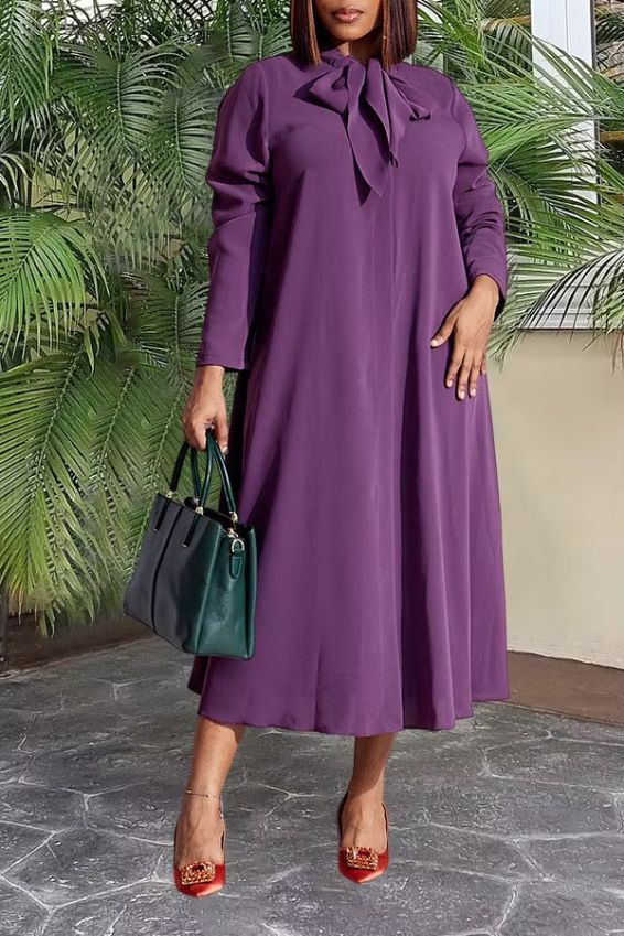 Retro Knot Neck Swing Midi Dress Retro Knot Neck Swing Midi Dress