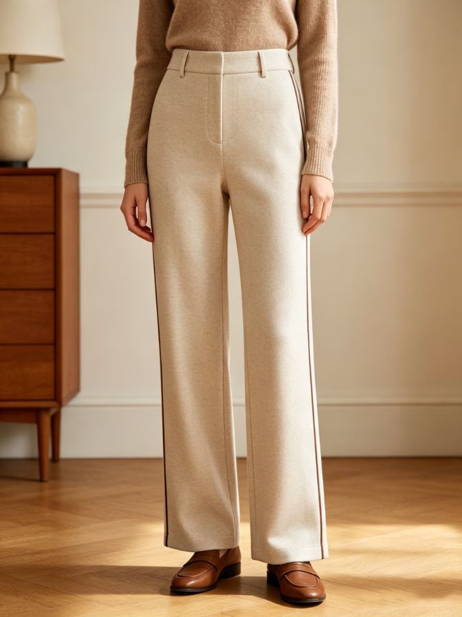 Contrast Piping Straight Leg Pants