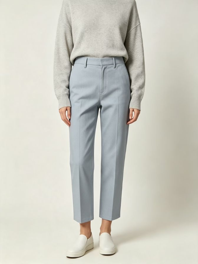 High Waist Straight Ankle Pants