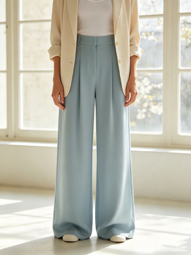 Lightweight Drape Wide Leg Trousers