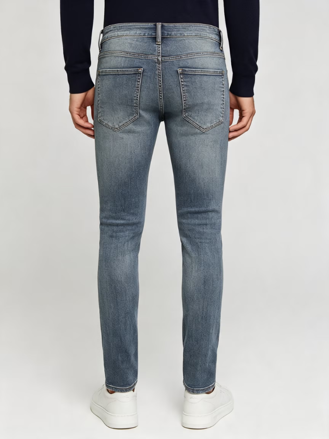 Fitted Skinny Washed Denim Pants Fitted Skinny Washed Denim Pants