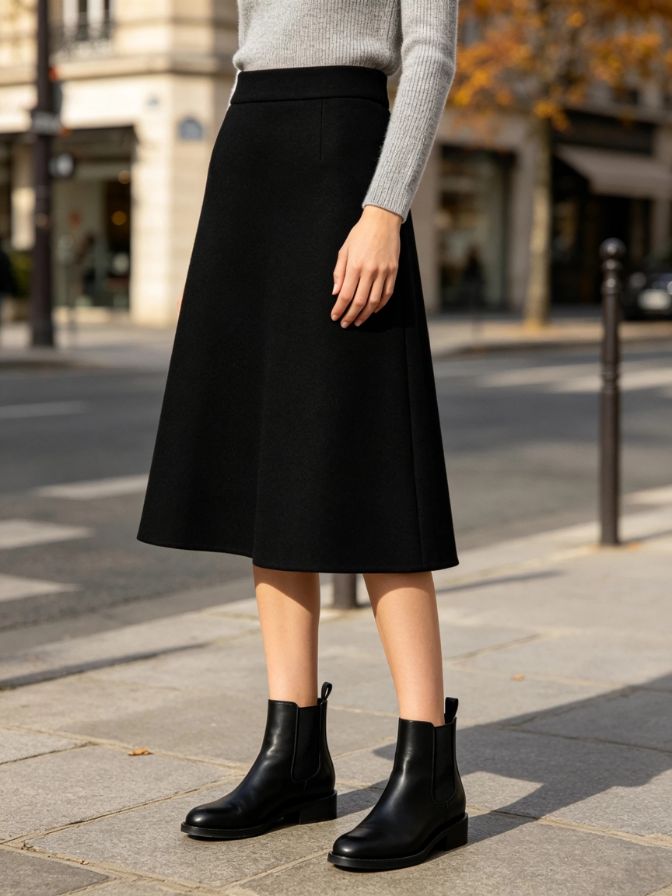 Women Autumn Casual High Waist A Line Midi Skirt Daily Outfit Bottoms Women Autumn Casual High Waist A Line Midi Skirt Daily Outfit Bottoms