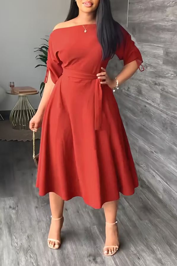 Elegant Off-shoulder Midi Dress Elegant Off-shoulder Midi Dress