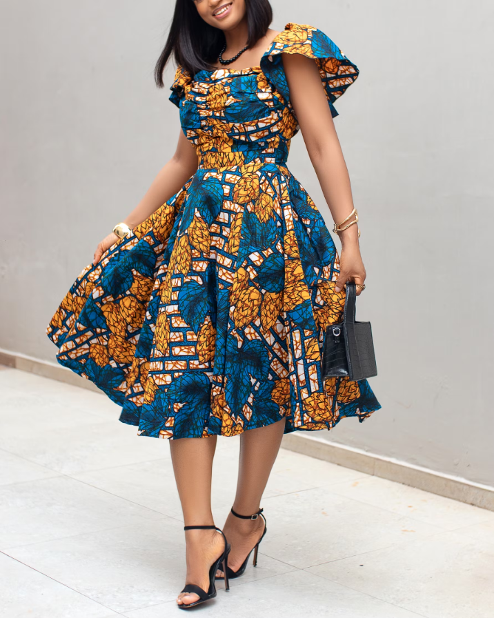 Women's Casual Print Midi Dress